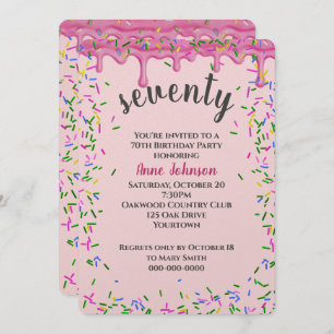 Invitation 70e Anniversaire Pink Icing Et Sprinkles