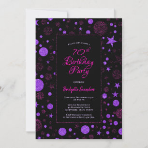 Invitation 70e anniversaire Purple and Black Party