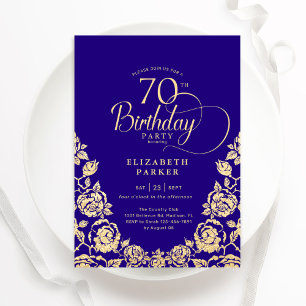 Invitation 70e anniversaire Roses d'or violet