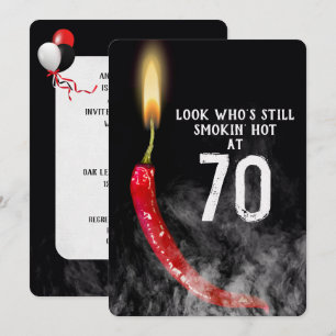 Invitation 70e Anniversaire Rouge poivron bougie