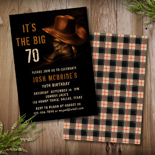 Invitation 70e anniversaire Rustic Cowboy Country Casquette B