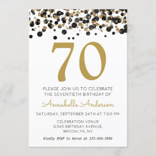 Invitation 70e anniversaire Sparkle Confetti, Parties scintil