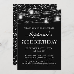 Invitation 70e anniversaire String Lights Jars Noir Blanc