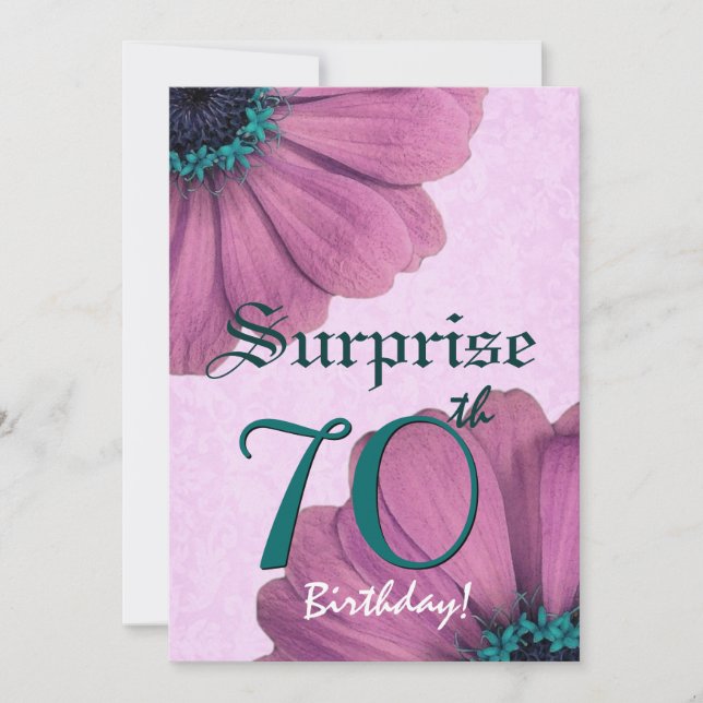 Invitation 70e anniversaire surprise Daisies roses E002 (Devant)