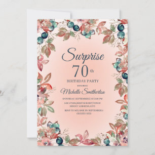 Invitation 70e anniversaire surprise femmes rose sarcelle flo