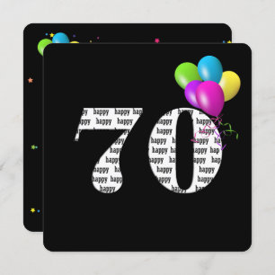Invitation 70e fête d'anniversaire avec bouquet de ballons