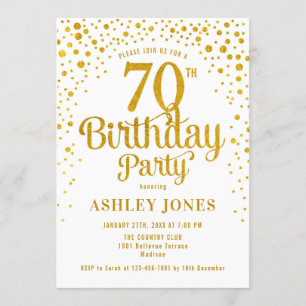 Invitation 70e fête d'anniversaire - Blanc & Or