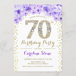 Invitation 70e fête d'anniversaire - Blanc or violet