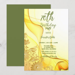 Invitation 70e fête d'anniversaire Fleurs jaunes et torrents