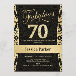 Invitation 70e fête d'anniversaire - Gold Black