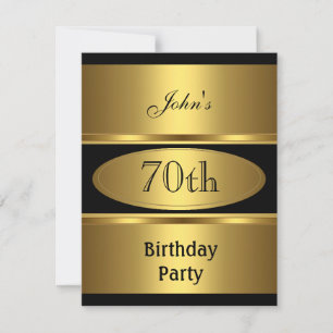 Invitation 70e fête d'anniversaire Gold Black Mens