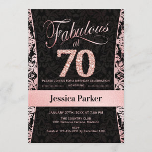 Invitation 70e fête d'anniversaire - Rose Gold Black