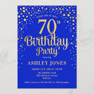 Invitation 70e fête d'anniversaire - Royal Blue & Gold