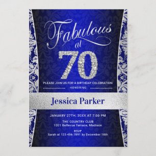 Invitation 70e fête d'anniversaire - Silver Royal Blue