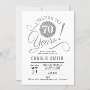 Invitation 70e fête d'anniversaire - Silver White