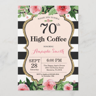 Invitation 70e High Coffee Women. Noir d'or floral