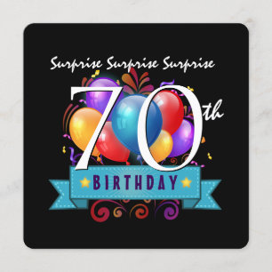 Invitation 70e Modèle des ballons d'anniversaire SURPRISE