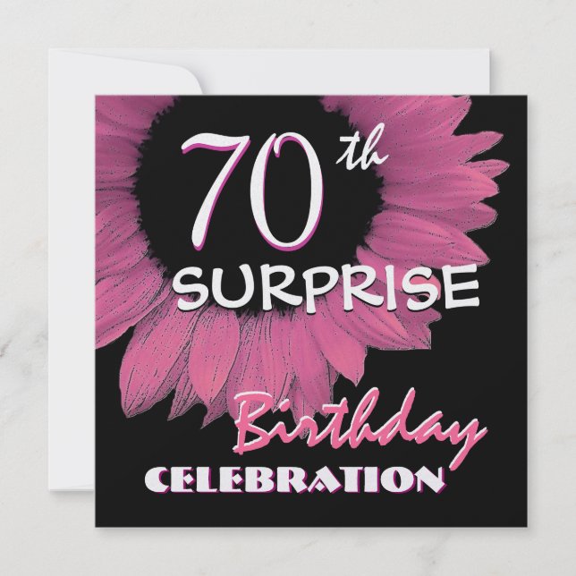 Invitation 70e SURPRISE Anniversaire tournesol rose 001 (Devant)
