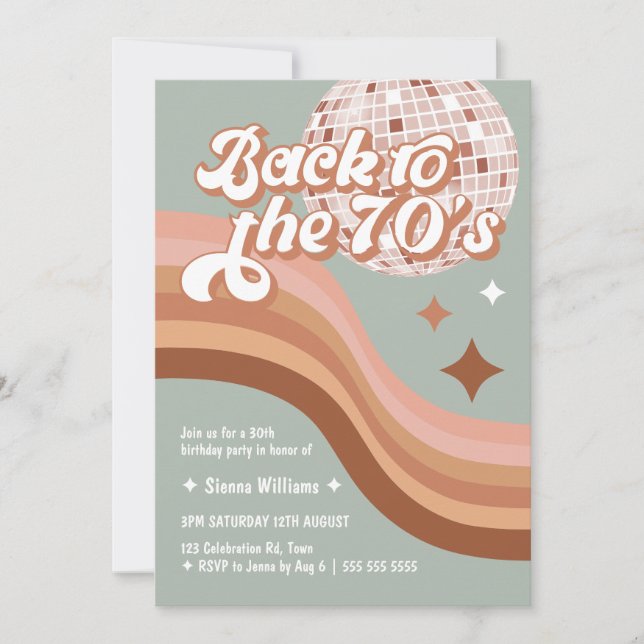 Invitation 70's Super Retro Any Age Disco Ball Anniversaire (Devant)