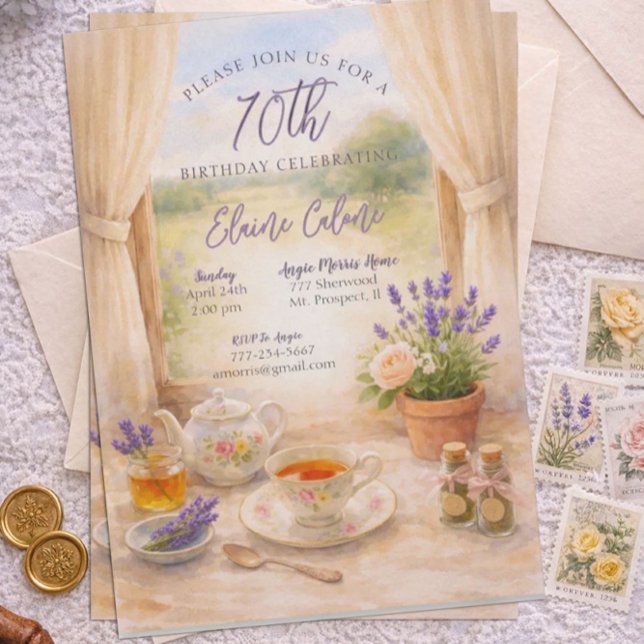 Invitation 70th Birthday Party - Delightful Tea Party (Créateur téléchargé)