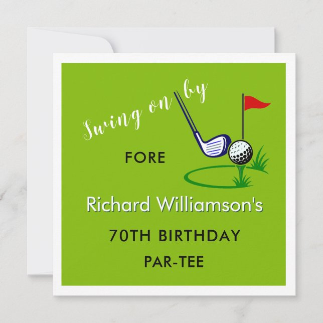 Invitation 70th Birthday Party Men's Golf Theme (Devant)