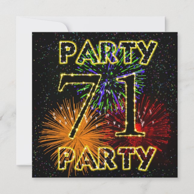 Invitation 71e anniversaire avec feu d'artifice (Devant)