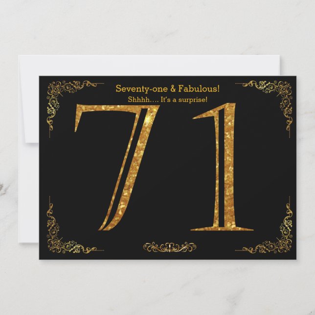 Invitation 71e fête d'anniversaire, styl Gatsby, parties scin (Devant)