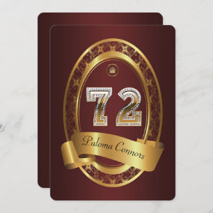 Invitation 72e anniversaire, homme de fête, couleur élégante