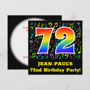 Invitation 72e fête d'anniversaire : Symboles de musique amus