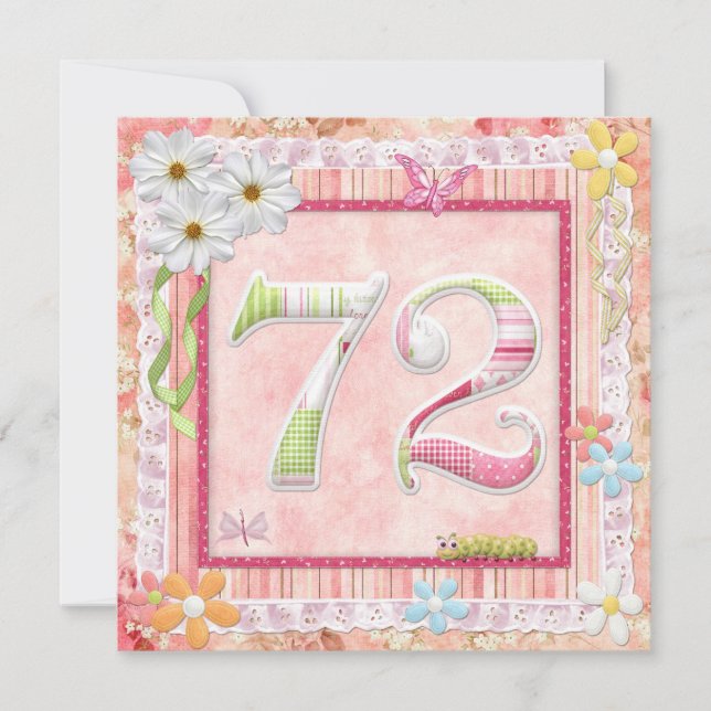 Invitation 72ème anniversaire style scrapbooking (Devant)