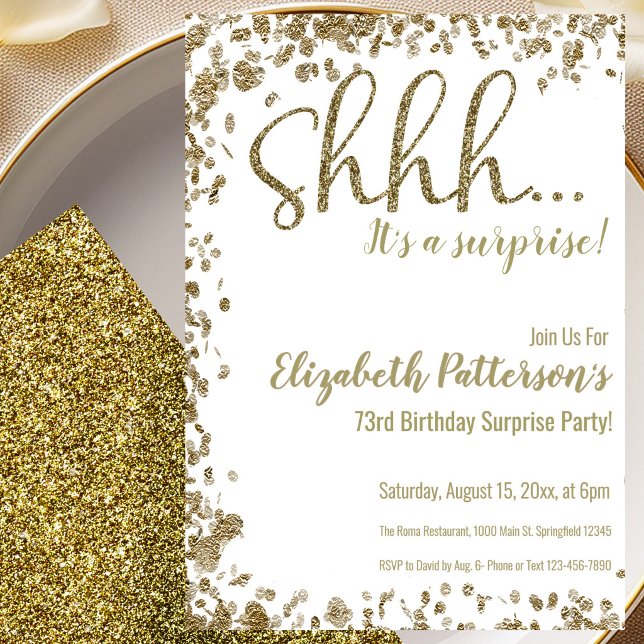 Invitation 73e Fête d'Anniversaire Surprise Or (Créateur téléchargé)