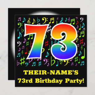 Invitation 73e fête d'anniversaire : Symboles de musique amus