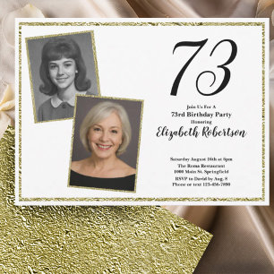 Invitation 73e Photo personnalisé blanc et or