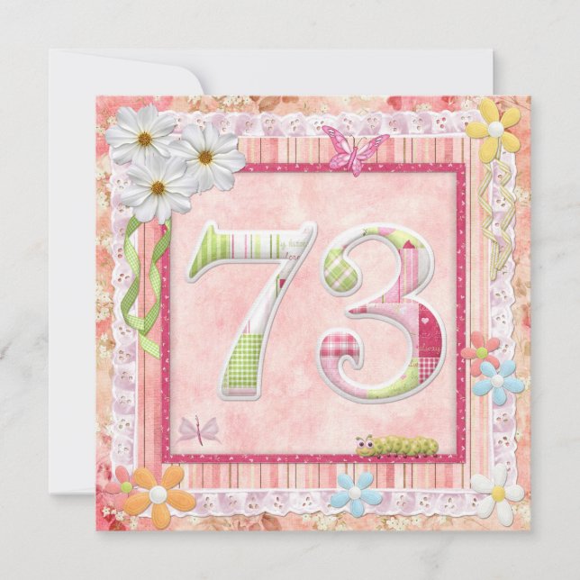 Invitation 73ème anniversaire style scrapbooking (Devant)