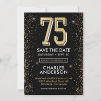 Invitation 75 ans Noir Moderne 