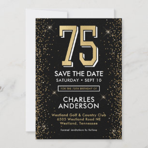 Invitation 75 ans Noir Moderne