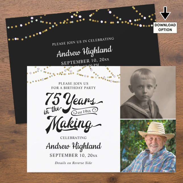 Invitation 75e anniversaire 75 ans dans l'or noir (Créateur téléchargé)