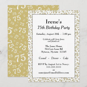 Invitation 75e anniversaire de fête Gold et blanc Motif numér