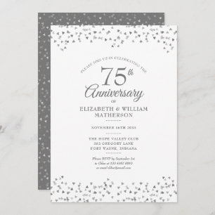 Invitation 75e anniversaire de Mariage Amour Coeurs Confetti