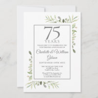 75e Anniversaire de Mariage Aquarelle Verdure