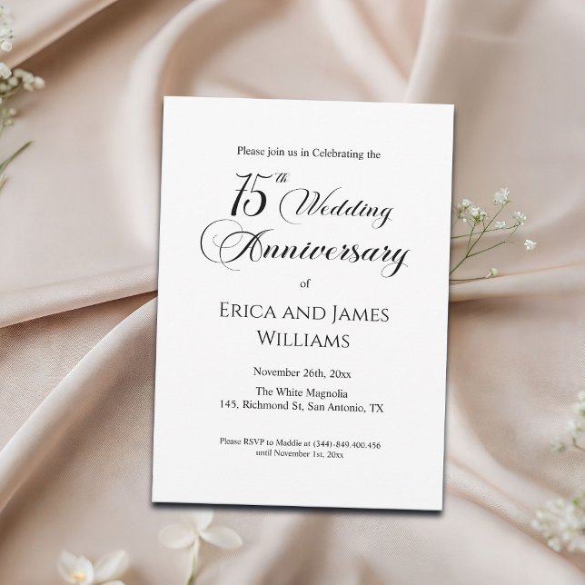Invitation 75e anniversaire de mariage élégant écriture (Créateur téléchargé)