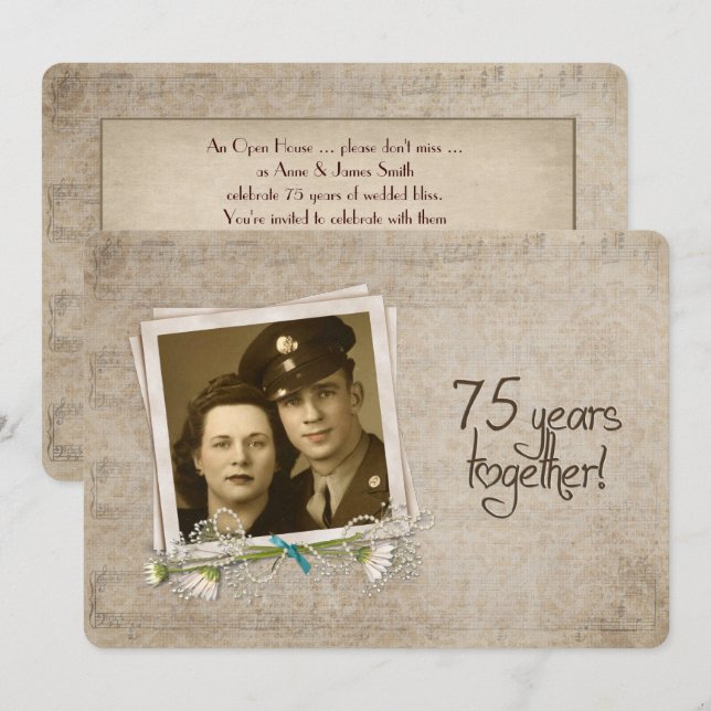 Invitation 75e anniversaire du Mariage (Devant / Derrière)