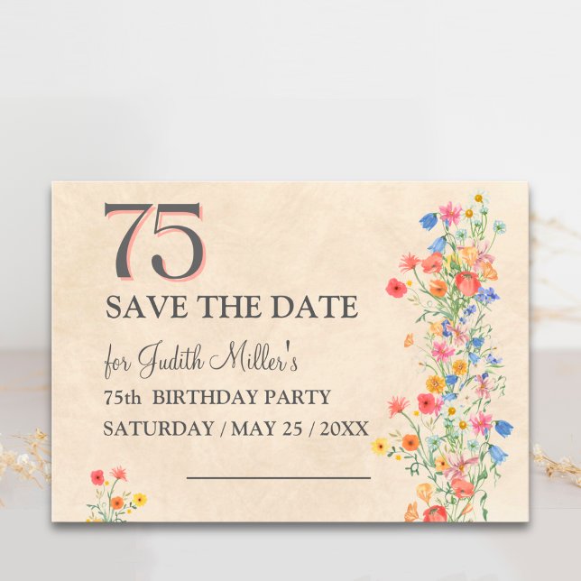 Invitation 75e anniversaire - Élégant rappel de da (Créateur téléchargé)