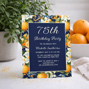 Invitation 75e anniversaire Fleurs blanches Orange