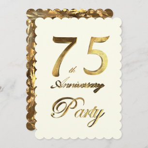 Invitation 75e Anniversaire Gold Ivory Élégant