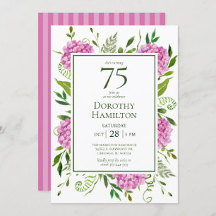Invitation 75e anniversaire Hydrangeas roses