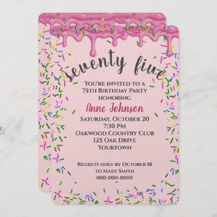 Invitation 75e Anniversaire Pink Icing Et Sprinkles