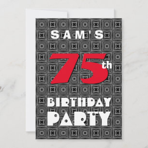 Invitation 75e anniversaire pour lui Motif noir blanc A11