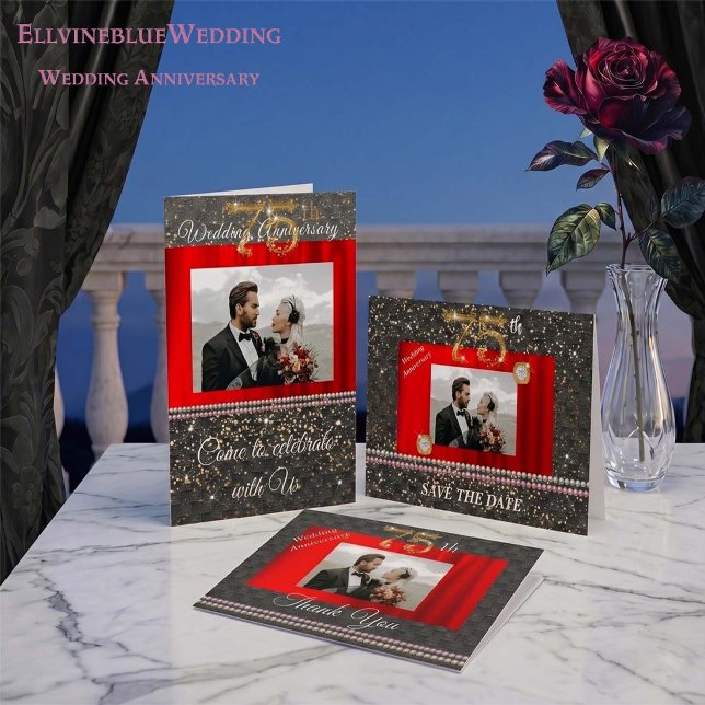 Invitation 75e anniversaire, réservez la date | Diamant et ph (Créateur téléchargé)