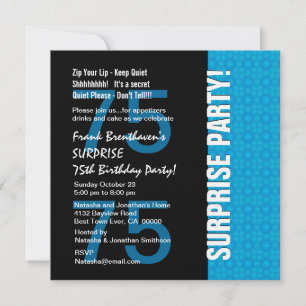 Invitation 75e anniversaire surprise Moderne Turquoise Blue V